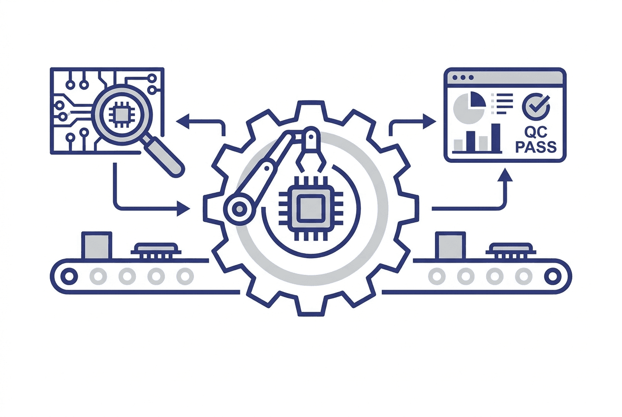 Diagram of an automated inspection and quality-control line